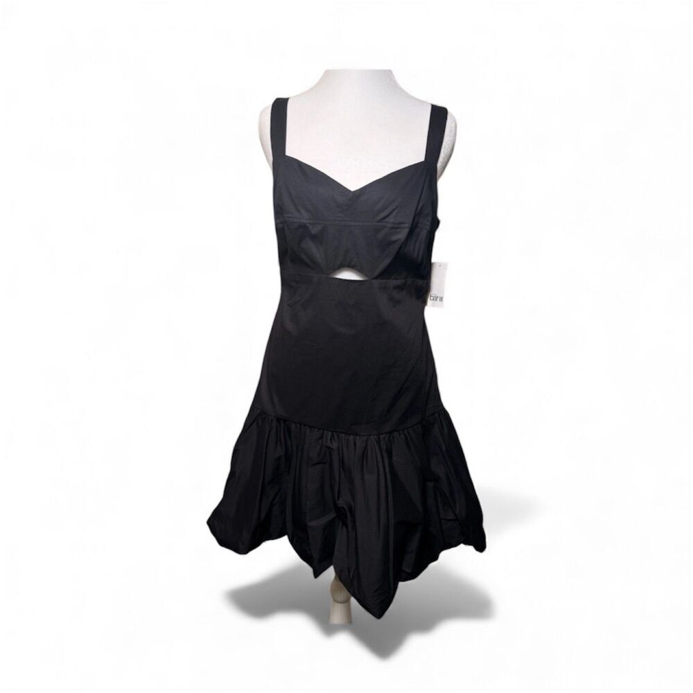 Bar III, Black Ruffle Mini Dress with Cutout, Size Medium (NWT) - Picture 2 of 4
